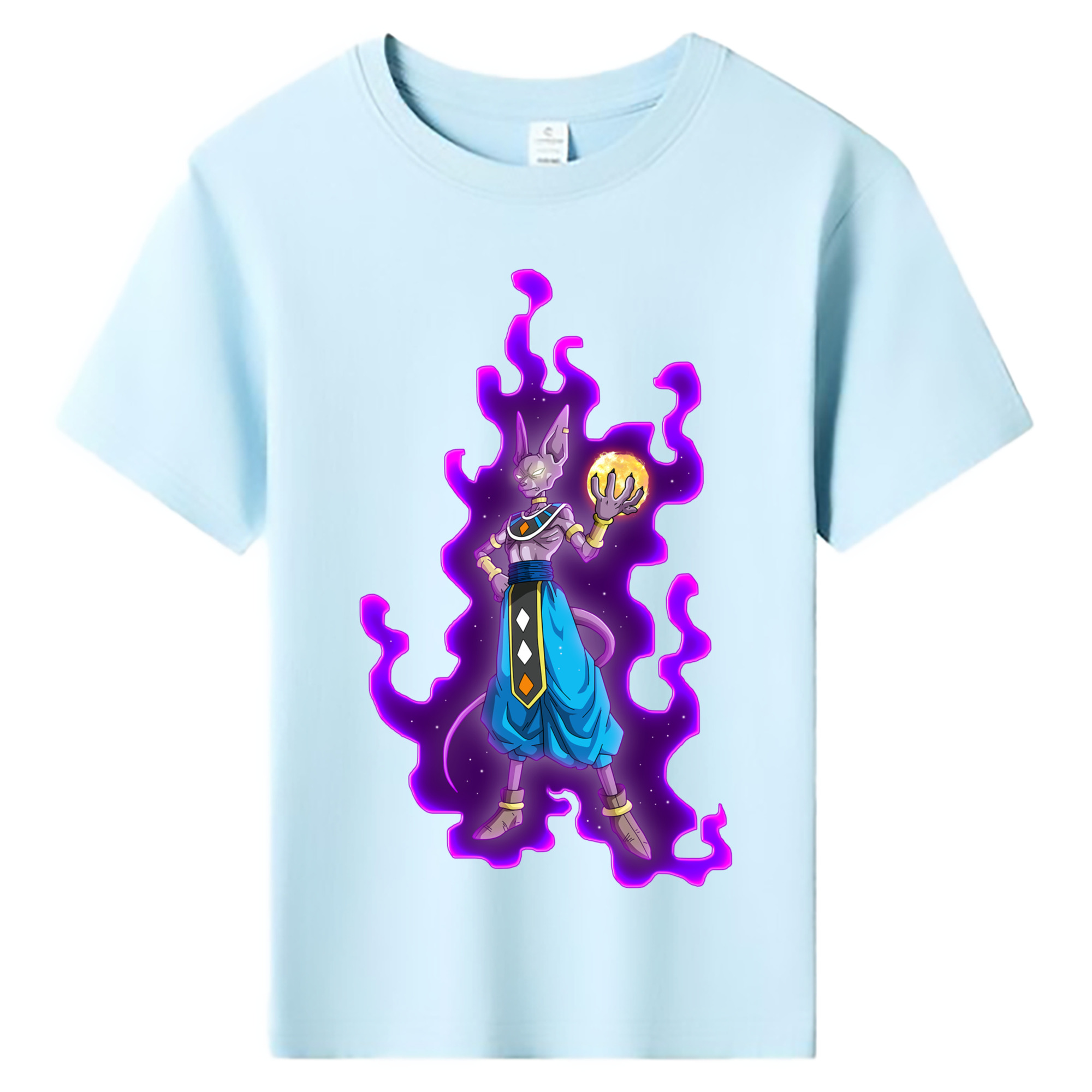 （画像用） ドラゴンボール ビルス 破壊神ビルス DRAGON BALL Beerus Birusu 綿100％キッズTシャツ（フロントプリント）